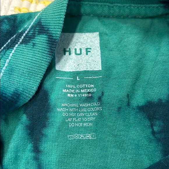 HUF Worldwide Tie Dye Long Sleeve T-shirt Green Pink Large - Picture 7 of 10